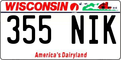 WI license plate 355NIK