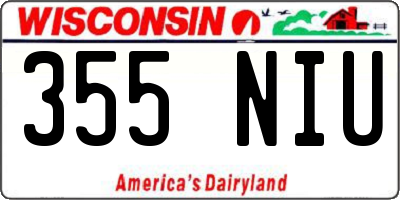 WI license plate 355NIU