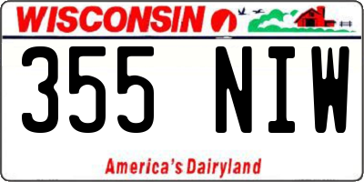 WI license plate 355NIW