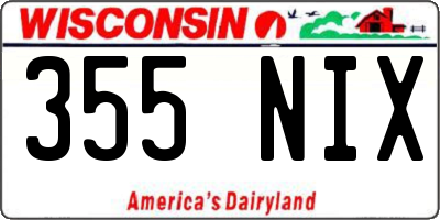 WI license plate 355NIX
