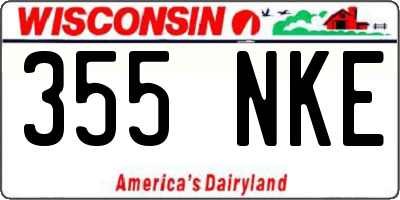 WI license plate 355NKE