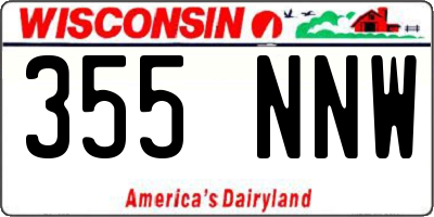 WI license plate 355NNW