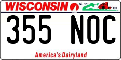 WI license plate 355NOC