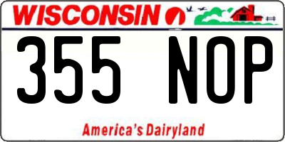 WI license plate 355NOP