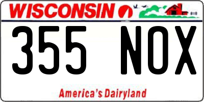 WI license plate 355NOX