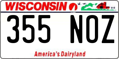 WI license plate 355NOZ