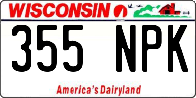 WI license plate 355NPK