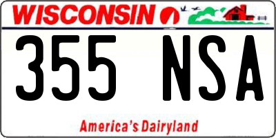 WI license plate 355NSA