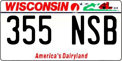 WI license plate 355NSB
