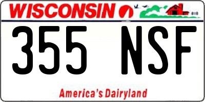 WI license plate 355NSF