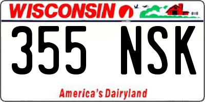WI license plate 355NSK