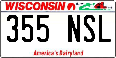 WI license plate 355NSL