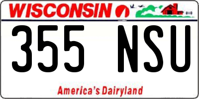 WI license plate 355NSU