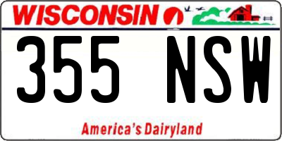 WI license plate 355NSW