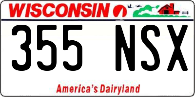 WI license plate 355NSX