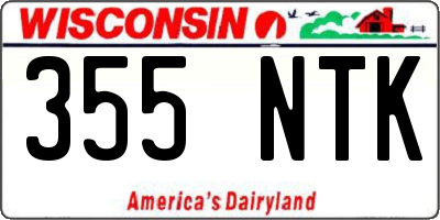 WI license plate 355NTK