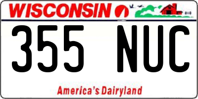 WI license plate 355NUC