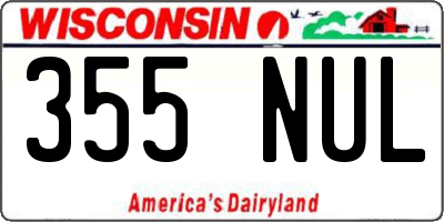 WI license plate 355NUL