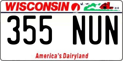 WI license plate 355NUN