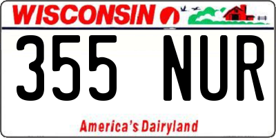 WI license plate 355NUR