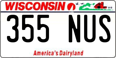 WI license plate 355NUS