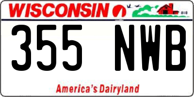 WI license plate 355NWB