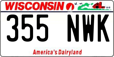 WI license plate 355NWK
