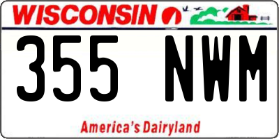 WI license plate 355NWM