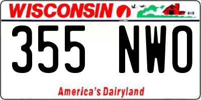 WI license plate 355NWO