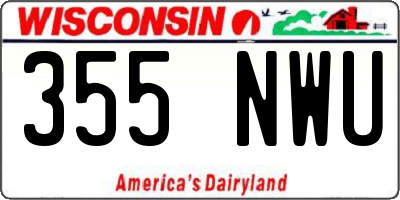 WI license plate 355NWU