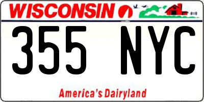 WI license plate 355NYC