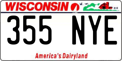 WI license plate 355NYE