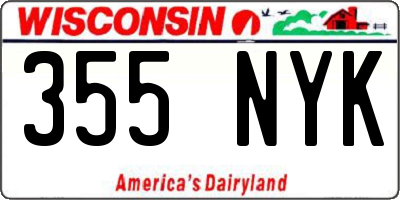 WI license plate 355NYK