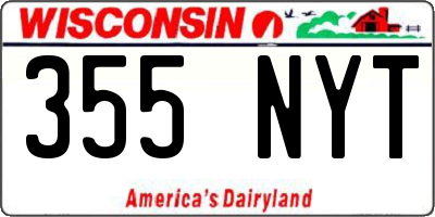 WI license plate 355NYT