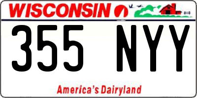 WI license plate 355NYY