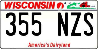 WI license plate 355NZS
