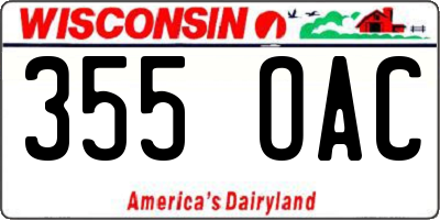 WI license plate 355OAC