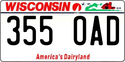 WI license plate 355OAD