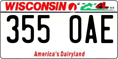 WI license plate 355OAE
