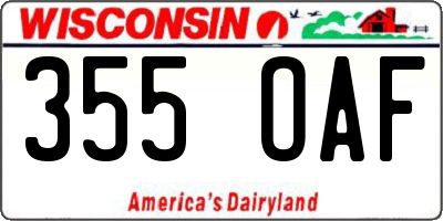 WI license plate 355OAF