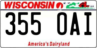 WI license plate 355OAI