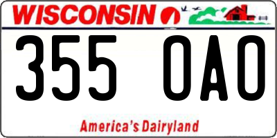 WI license plate 355OAO