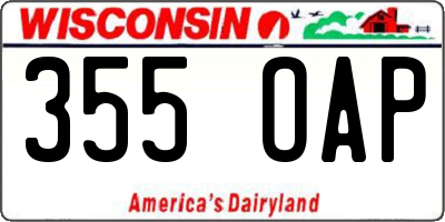 WI license plate 355OAP