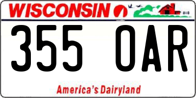 WI license plate 355OAR