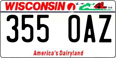 WI license plate 355OAZ