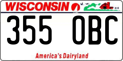 WI license plate 355OBC