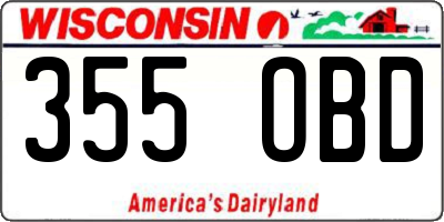 WI license plate 355OBD