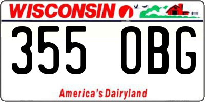 WI license plate 355OBG