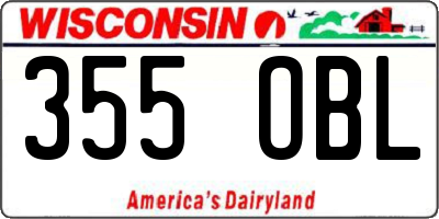 WI license plate 355OBL