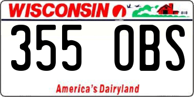 WI license plate 355OBS